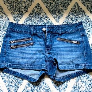 AE jean shorts with zipper accents